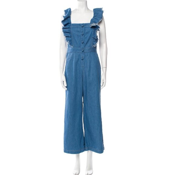 SEA NY Ruffled Shoulder Denim Jumpsuit - Picture 4 of 13